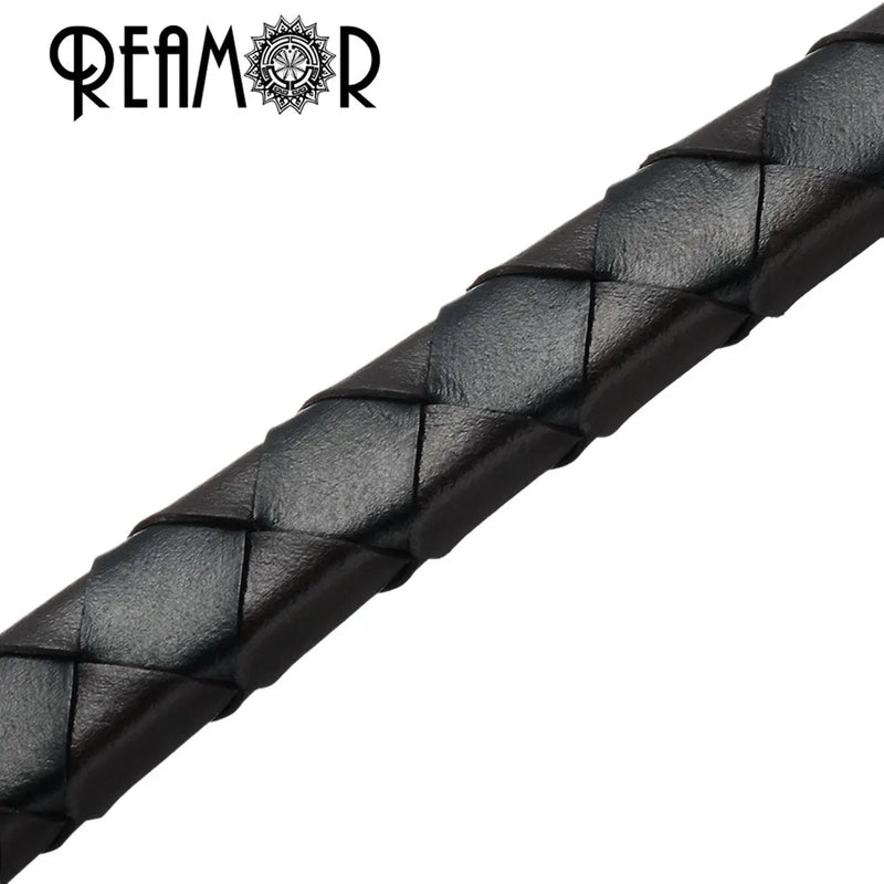 REAMOR 12*6mm Braided Flat Wide Leather Rope Bracelet 1m/lot
