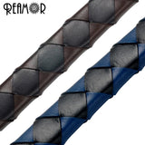 REAMOR 12*6mm Braided Flat Wide Leather Rope Bracelet 1m/lot