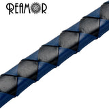 REAMOR 12*6mm Braided Flat Wide Leather Rope Bracelet 1m/lot