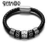 Stainless Steel Cross & Totem Bead Leather Bracelets For Men
