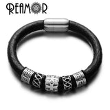 Stainless Steel Cross & Totem Bead Leather Bracelets For Men