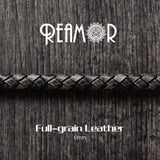 REAMOR 1M Retro Red Gray Leather Rope 6mm Braided Cord DIY Bracelets