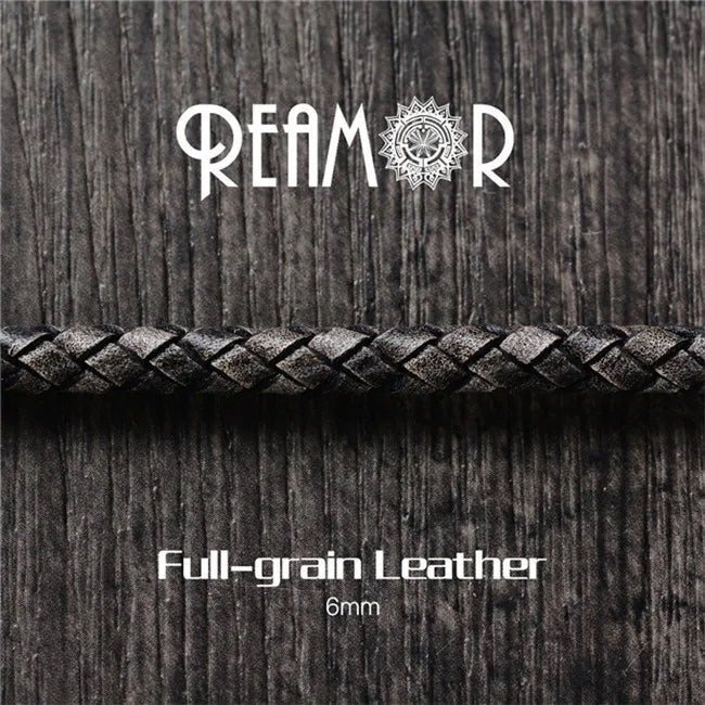 REAMOR 1M Retro Red Gray Leather Rope 6mm Braided Cord DIY Bracelets