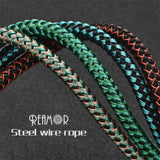 REAMOR 1M 6mm Steel Wire Braided Leather Cord Rope Bracelet DIY Jewelry
