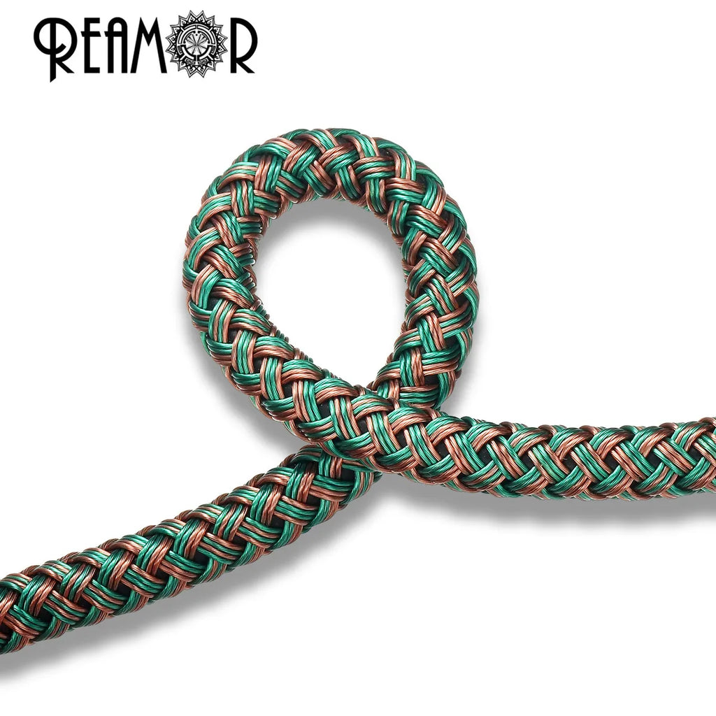 REAMOR 1M 6mm Steel Wire Braided Leather Cord Rope Bracelet DIY Jewelry