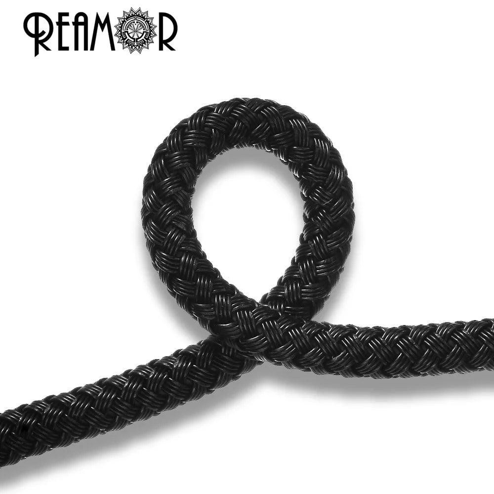 REAMOR 1M 6mm Steel Wire Braided Leather Cord Rope Bracelet DIY Jewelry