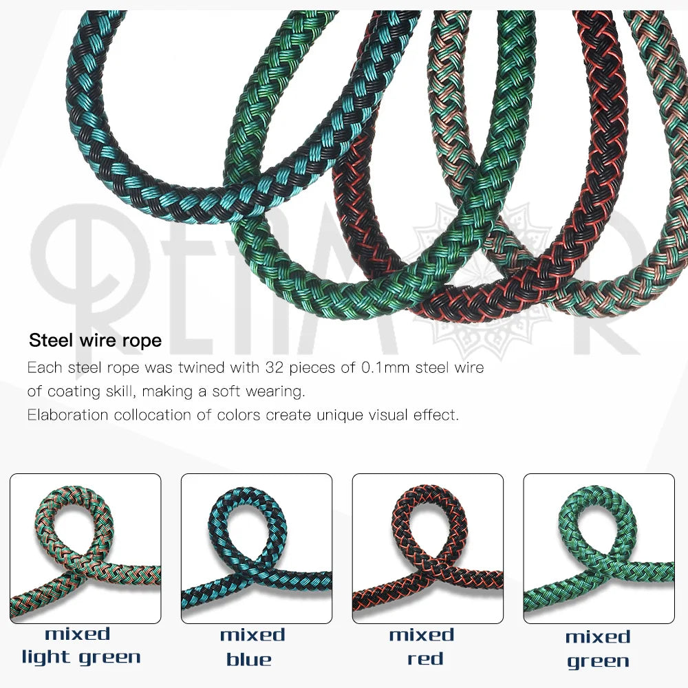 REAMOR 1M 6mm Steel Wire Braided Leather Cord Rope Bracelet DIY Jewelry
