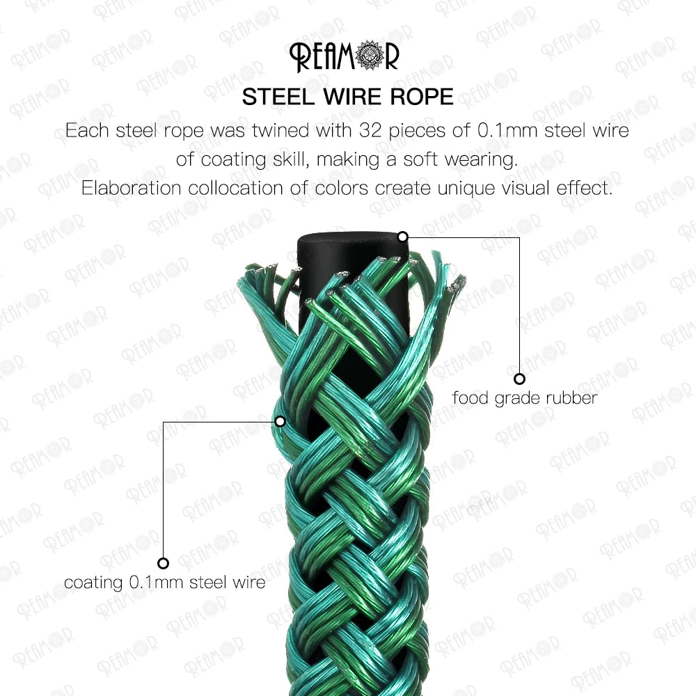 REAMOR 1M 6mm Steel Wire Braided Leather Cord Rope Bracelet DIY Jewelry
