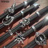 Punk Stainless Steel Zircon Sun Skull Spider Beads DIY Bracelet Jewelry Findings