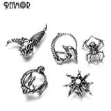 Punk Stainless Steel Zircon Sun Skull Spider Beads DIY Bracelet Jewelry Findings