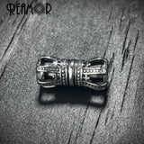 2pcs Stainless Steel Crown Tube Beads DIY Men Leather Cord Bracelet