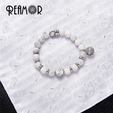 316L Stainless Steel Tai Ji Beads Bracelet with Howlite & Truquoise Stones