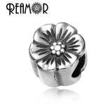 316L Stainless Steel Big Hole Beads Sunflower Daisy Clover Bead