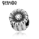 316L Stainless Steel Big Hole Beads Sunflower Daisy Clover Bead
