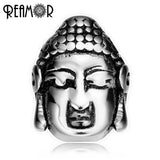 316L Stainless Steel Buddha Head Charm Beads Spacer Beads for Jewelry Making