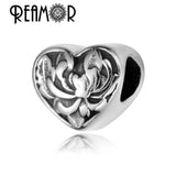 316L Stainless Steel Peach Blossom Clover Charm Heart Beads