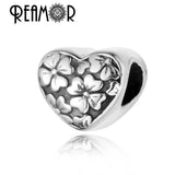 316L Stainless Steel Peach Blossom Clover Charm Heart Beads