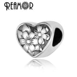 316L Stainless Steel Peach Blossom Clover Charm Heart Beads