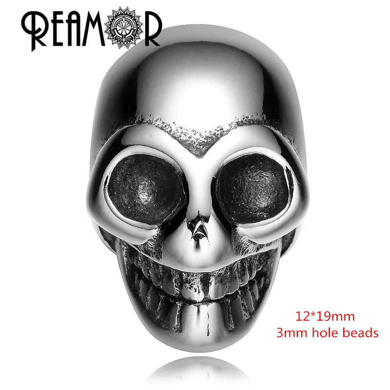 316L Stainless Steel Skull Spacer Beads 2/3mm Hole Men Bracelets
