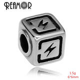 316L Stainless Steel Lightning Charms Beads 3mm Hole Spacer Beads