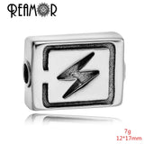 316L Stainless Steel Lightning Charms Beads 3mm Hole Spacer Beads