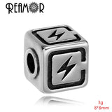 316L Stainless Steel Lightning Charms Beads 3mm Hole Spacer Beads