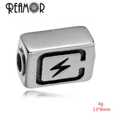 316L Stainless Steel Lightning Charms Beads 3mm Hole Spacer Beads