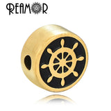 316L SS Rose Golden Plated Anchor Rudder Spacer Beads for DIY Bracelets