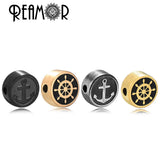 316L SS Rose Golden Plated Anchor Rudder Spacer Beads for DIY Bracelets