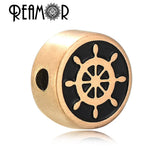 316L SS Rose Golden Plated Anchor Rudder Spacer Beads for DIY Bracelets