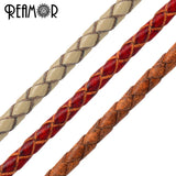 3mm Braided Round Leather Rope Bracelet Jewelry Making 1m Bulk