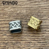 3pcs Stainless Steel Weave Texture Beads 12x6mm Square Hole