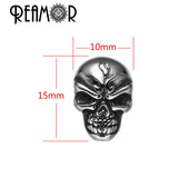 5pcs 316l Stainless Steel Punk Skull Beads 12*6mm Square Hole Men Bracelet DIY