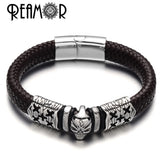 5pcs 316l Stainless Steel Punk Skull Beads 12*6mm Square Hole Men Bracelet DIY