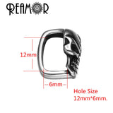 5pcs 316l Stainless Steel Punk Skull Beads 12*6mm Square Hole Men Bracelet DIY