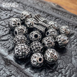 5pcs 8mm Stainless Steel Beads Round Tibetan Spacer Beads Small Hole