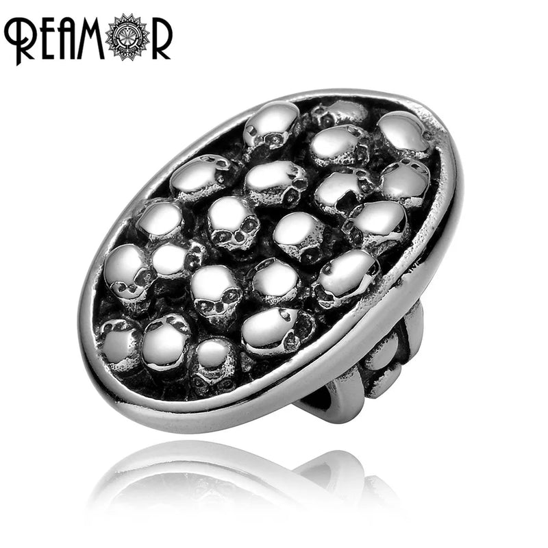 5pcs 12*6mm 316L Stainless Steel Skull Square Charm Beads for Men Bracelet