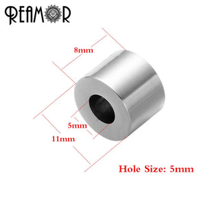 5pcs Logo Blank Beads Stainless Steel 5/3/2mm Hole Spacer Charm DIY Bracelet