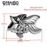 5pcs Fish Metal Bracelet Beads, Stainless Steel Spacer Beads for Jewelry Making