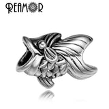 5pcs Fish Metal Bracelet Beads, Stainless Steel Spacer Beads for Jewelry Making