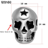 5pcs Punk Star Skull Charms Beads 316L Stainless Steel for DIY Bracelets