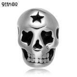 5pcs Punk Star Skull Charms Beads 316L Stainless Steel for DIY Bracelets