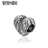 5pcs Stainless Steel Heart Wings Beads 4mm Love Spacer Beads