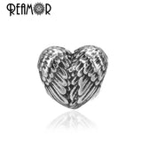 5pcs Stainless Steel Heart Wings Beads 4mm Love Spacer Beads