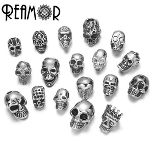 5pcs Stainless Steel Skull Head Bead Charms for Bracelet