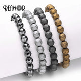 5pcs Hematite Bead Bracelet Natural Stone Beaded Bracelets
