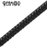 REAMOR 6mm Braided Leather Cord Rope Bracelet Findings