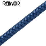 REAMOR 6mm Braided Leather Cord Rope Bracelet Findings