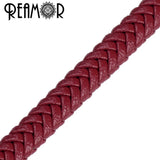 REAMOR Red 6*3mm Fiber Braided Leather Rope For Jewelry Making 1M