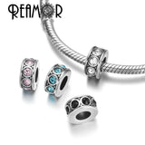 Pink Crystal Bead Stainless Steel Charm Beads for Bracelet